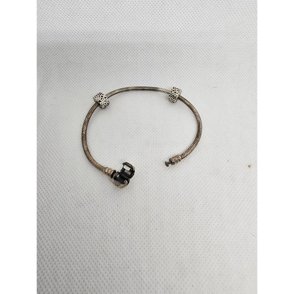 Pandora Sterling Silver Snake Chain Bracelet Barrel Clasp + 2 Spacers - Picture 1 of 4